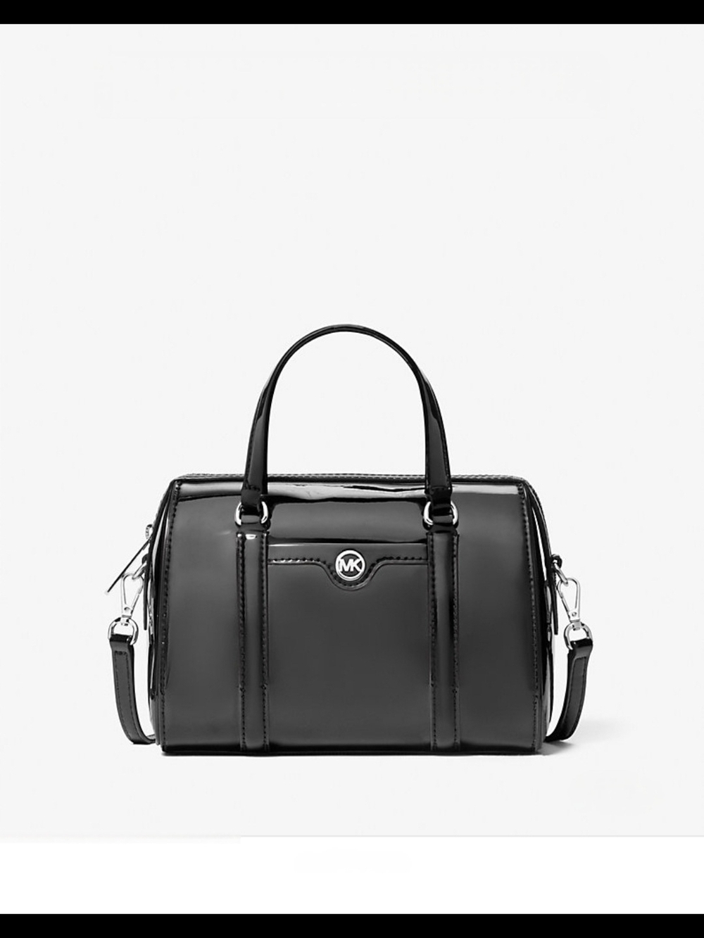Michael Kors Black Patent Jet Set Duffle Crossbody Bag NWT